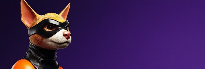 Wall Mural - a stylized dog character wearing a mask and costume, suggesting a superhero theme.