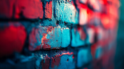 Old red bricks blurred in focus creating an abstract scene of aged texture symbolizing resilience history decay imperfection and urban chaos evoking a sense of nostalgia and transformation

