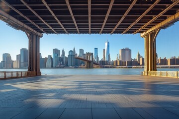 Wall Mural - Cityscape view under bridge.