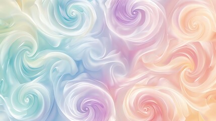 Wall Mural - An abstract background with a swirling, soft, and dreamy pattern in pastel colors.