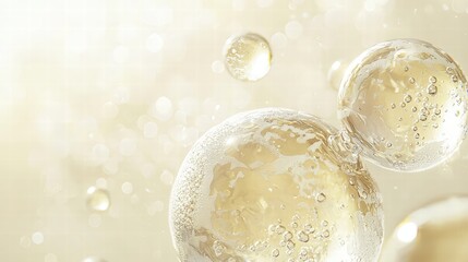 Wall Mural - glowing bubbles in soft golden hues