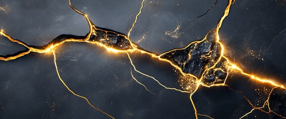 Naklejka na meble Golden Fractured Abstract Art: A Glimmering Crack in Dark Elegance