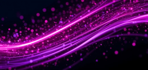 abstract purple light waves and sparkles background