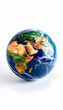 © Go - Realistic 3D Earth Render. A detailed globe on a clean white backdrop, Paper Cutout style