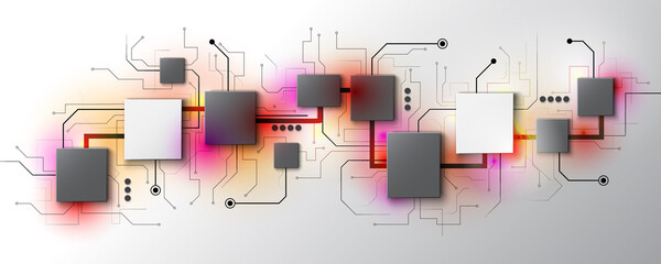 Wall Mural - abstract geometric technology background image communication network circuit board