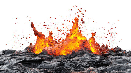 Wall Mural - Visually captivating image of magma creating a dynamic splash against a pure white backdrop