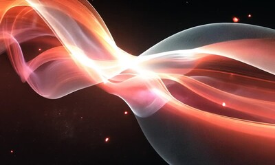 Wall Mural - Abstract waves of light and particles in vibrant colors.