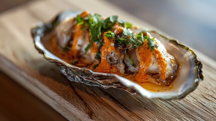 Savoring fresh oysters with spicy sauce coastal restaurant food photography indoor close-up