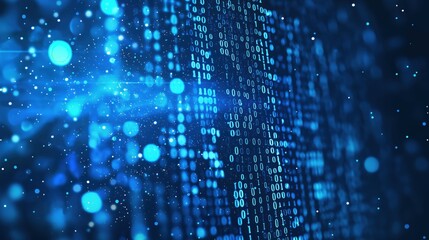 Blue Binary Code Data Stream Background