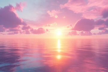 serene pink sunset over calm ocean water. (1)
