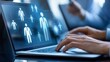 © Aysel - Human Resources HR management Recruitment Employment, Job search, Job interview, Men use laptop to search and select a best personnel and reviews of job applicants' qualifications.