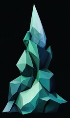 Sticker - Abstract teal geometric sculpture. AI.