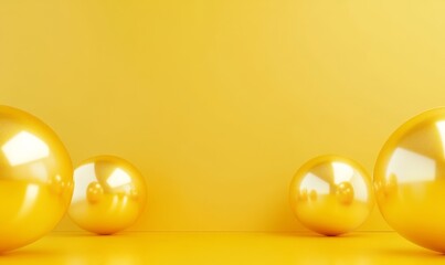 Aufkleber - Golden spheres on yellow background.