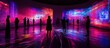© Mega - Silhouettes of people viewing a vibrant, interactive projection art installation.