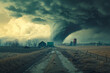 © stanhert - A tornado is seen in the sky over a rural landscape
