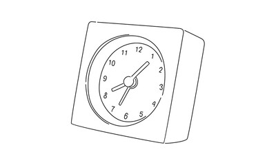 Poster - line art of analog clock illustration