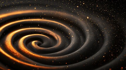 Wall Mural - A mesmerizing swirl of golden hues against a dark backdrop, evoking a cosmic or galactic theme with sparkling stars scattered throughout.