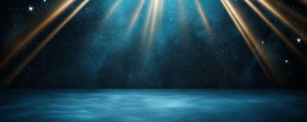 Wall Mural - a tranquil scene featuring radiant beams of light illuminating a serene blue surface, set against a 