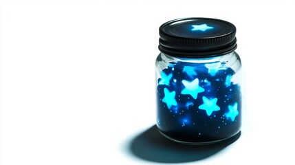 Wall Mural - a beautifully crafted jar filled with glowing blue stars. this enchanting piece captures the magic o