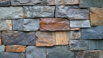 Wall Mural - Textured natural stone wall in various colors creating a rustic background for interior or exterior design and architectural projects