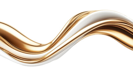 PNG metallic swirl wave with a flowing, intertwined design, isolated on white his abstract motion piece exudes elegance and dynamic energy, ideal for modern design or artistic 