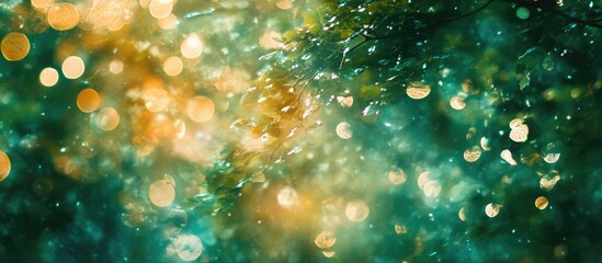 Wall Mural - festive abstract bokeh texture with luminous highlights in soft focus creating an enchanting and vib