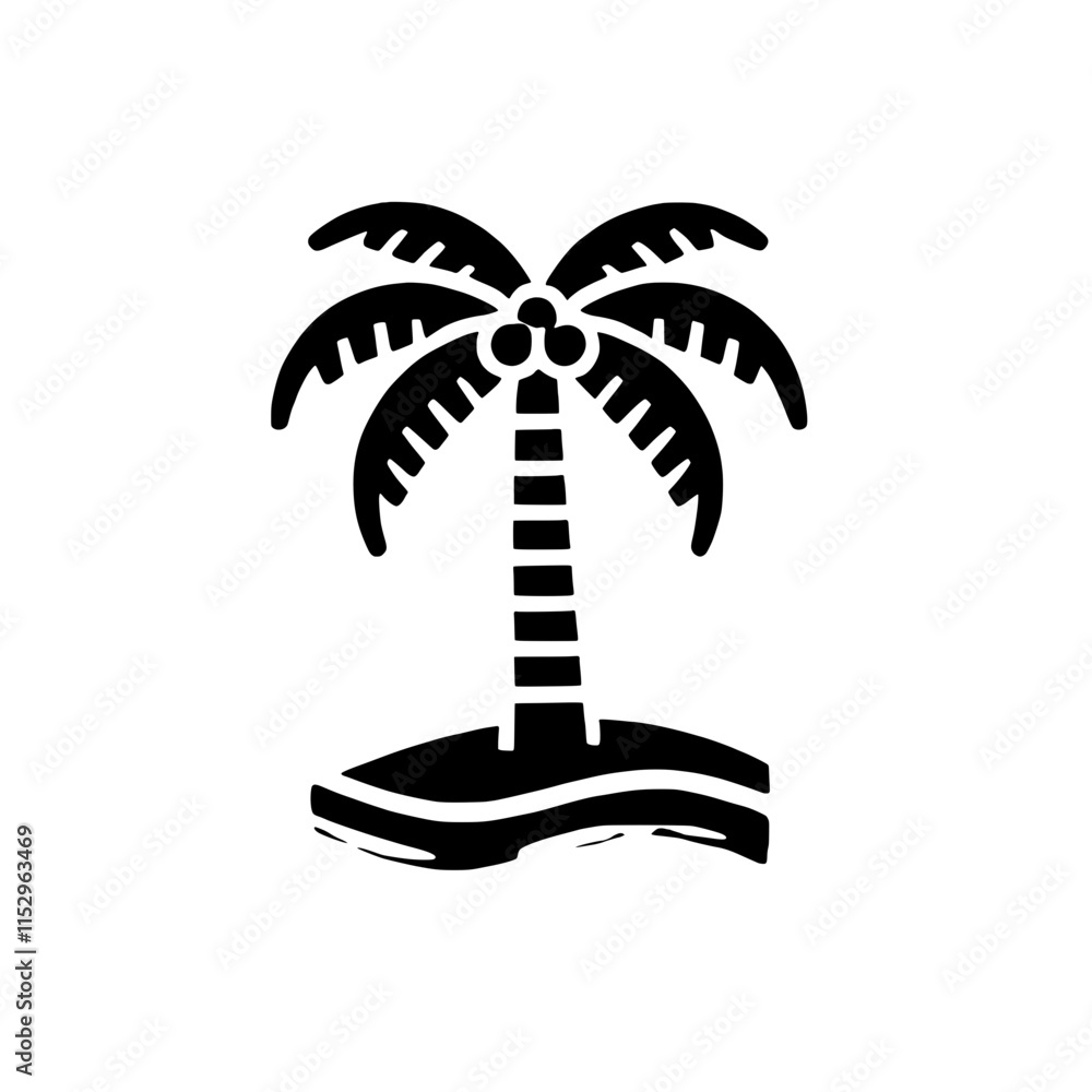 Tropical Paradise: A simple yet evocative silhouette of a palm tree on ...