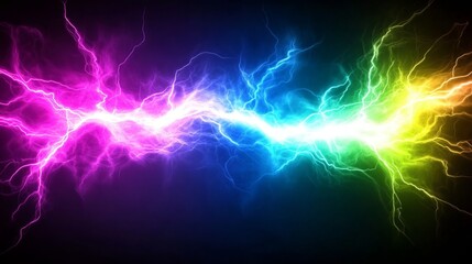 Wall Mural - rainbow electric storm clashing energies abstract art