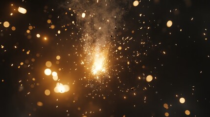 Wall Mural - Glowing sparks and embers burst against a dark background.