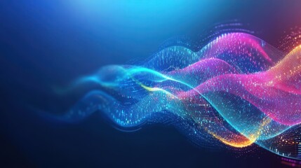 Fototapete - A dynamic representation of global data exchange, colorful data waves traveling through a digital sphere, abstract style, vibrant hues