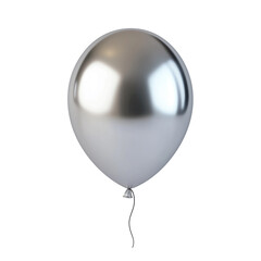 3d rendering icon silver balloon illustration PNG. cartoon minimal style on transparent isolated background.