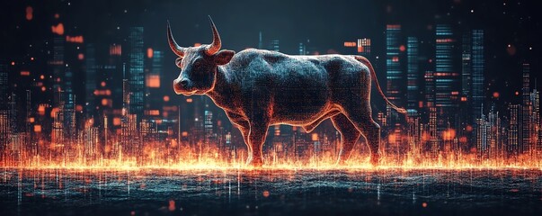 Leinwandbilder - Bullish candlestick chart in stock market, trend analysis and trading forecast, exchange data visualization, vector design for financial market insights