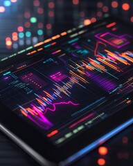 Leinwandbilder - Digital stock market trading chart on tablet, financial analysis and investment prediction, market data visualization, vector design for trading professionals