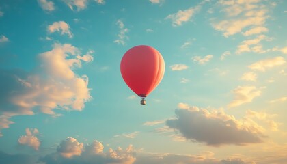  Earth depicted as a floating balloon in a calm, serene sky, symbolizing liberation and lightness, vivid, peaceful surroundings, 4K quality