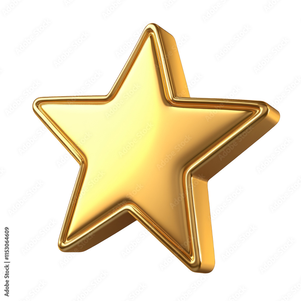 High-Quality PNG of 3d icon of a golden star Isolated on White ...