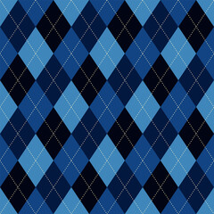 Argyle pattern of geometric rhombus. Harlequin design. Classic diamond shaped textile material for gift wrapping paper, socks, sweater, jumper, other modern textile or paper design.