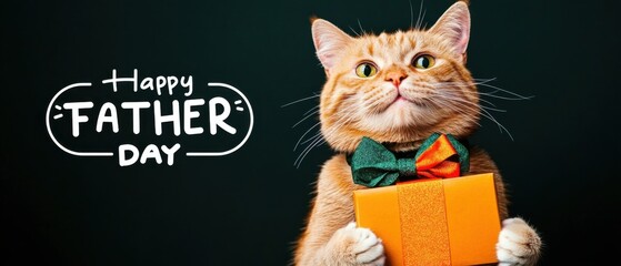  Adorable Ginger Cat Celebrates Fathers Day with a Gift