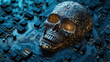 © Qaqas - Circuit Board in the shape of a skull. Microchip skull background. High-tech vector illustration of a skull made of chips. Electronic board.