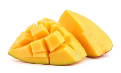 Wall Mural - Fresh mango slice with diced pieces