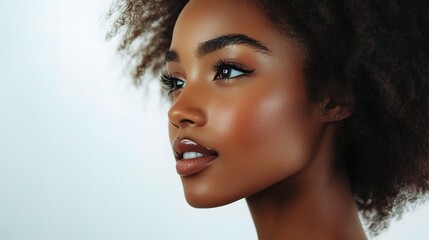 Wall Mural - beautiful portrait of a woman with healthy hair and clear skin