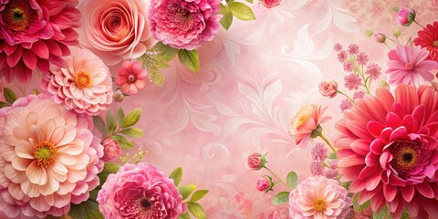 Wall Mural - Soft pink and red petals unfolding from a vibrant floral paper background