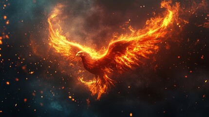 phoenix bird logo with dynamic flame details
