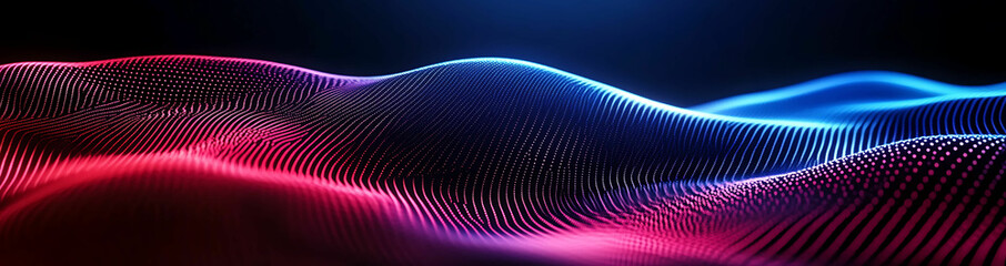abstract digital network technology waves background with neon lines, futuristic cyber virtual