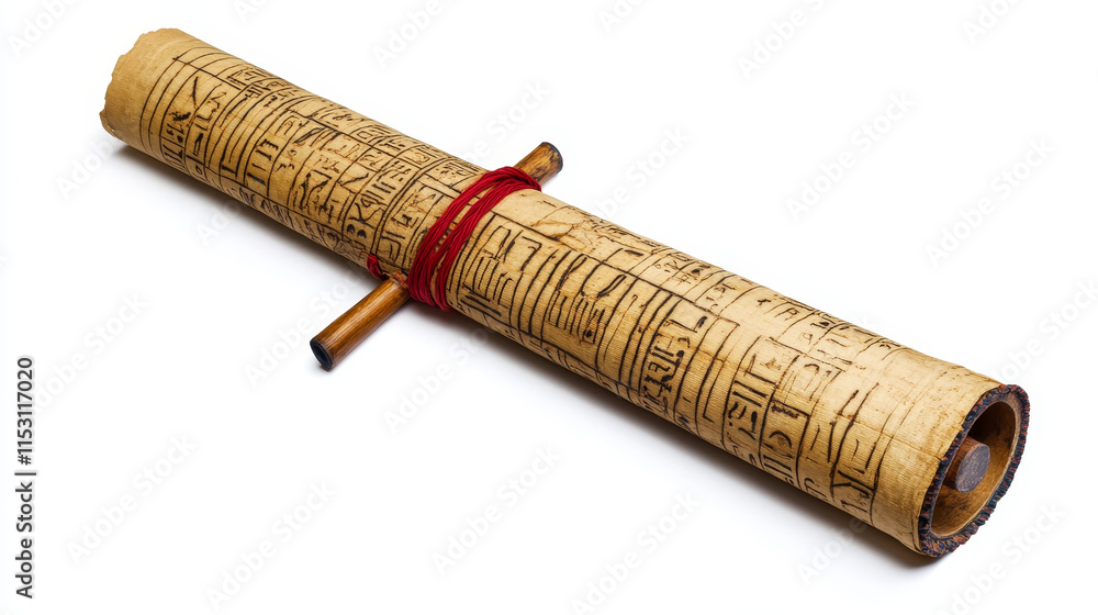 Ancient Egypt papyrus scroll with wooden rod cartoon vector ...