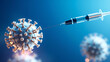 © Farheen  - A virus being injected with a tiny syringe, illustrating precision nanotechnology in medicine- ai generated