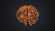 © Nari - Vector logo brain of gears. Brand logo in the form of gears. Orange style