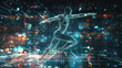 © Ruhi - Gymnast hologram. Digital and technological background gymnastics. Futuristic jump design