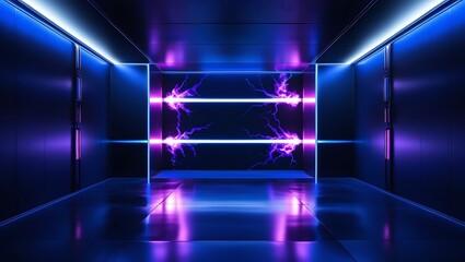 empty blue dark room, modern futuristic sci fi background