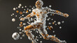 © Qaqas - Silhouette of a football player from the particles. The player consists of small circles.