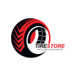 © Rakib - Tire logo, tire store logo design vector illustration. tire logo shop icons, car tire simple icons